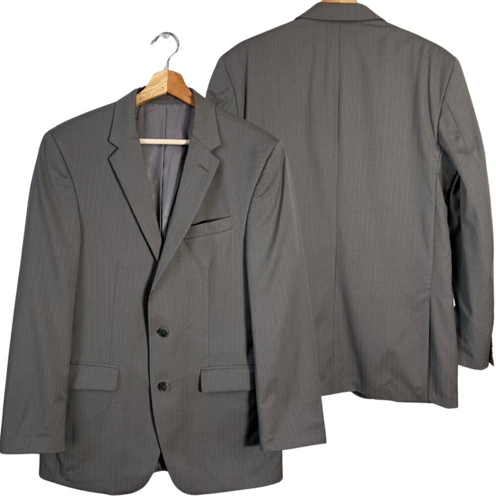 Kenneth Cole New York Striped Wool Sport Coat Dinner Jacket Blazer Men's 40R Tan
